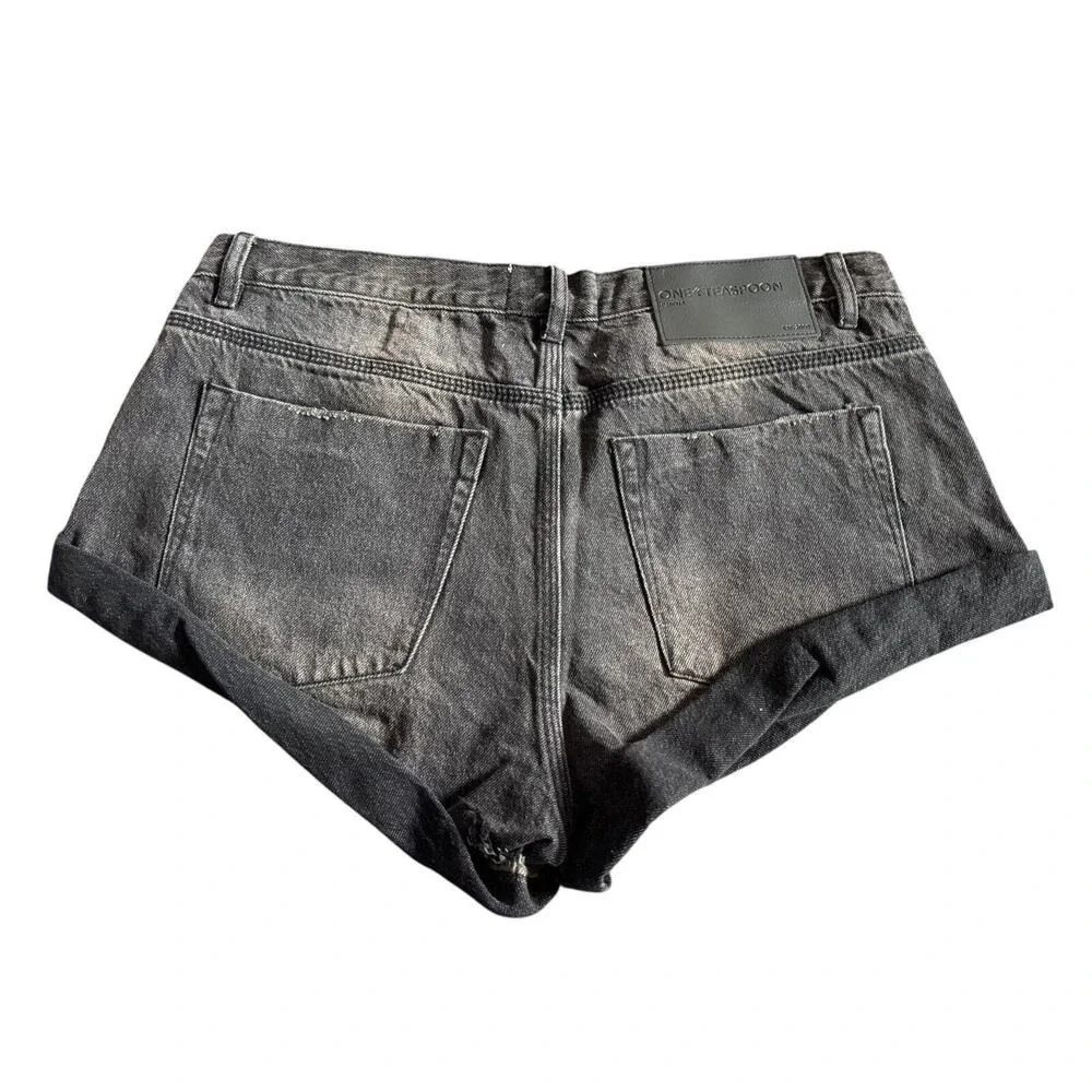 One Teaspoon Double Bass Black Bandits Low Waist Denim Shorts Size 31 NEW
